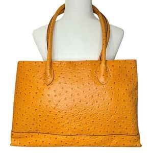 Lee Sands Vintage Burnt Orange Ostrich Tote Bag